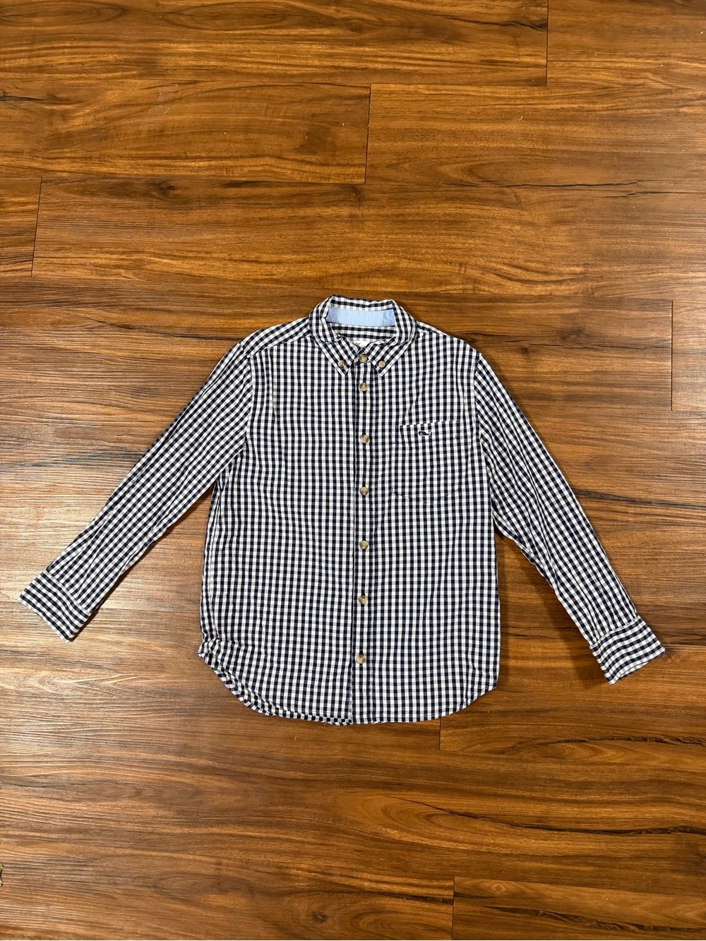 Vineyard Vines Navy and White Gingham Button-Down Shirt